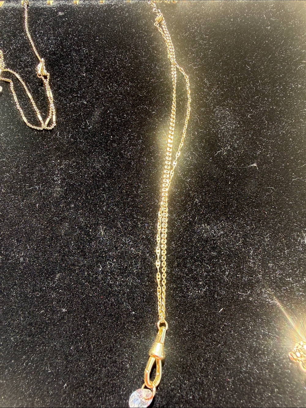 Anthropologie Gold Pendant Necklace with Crystal Heart Accent - Women Jewelry
